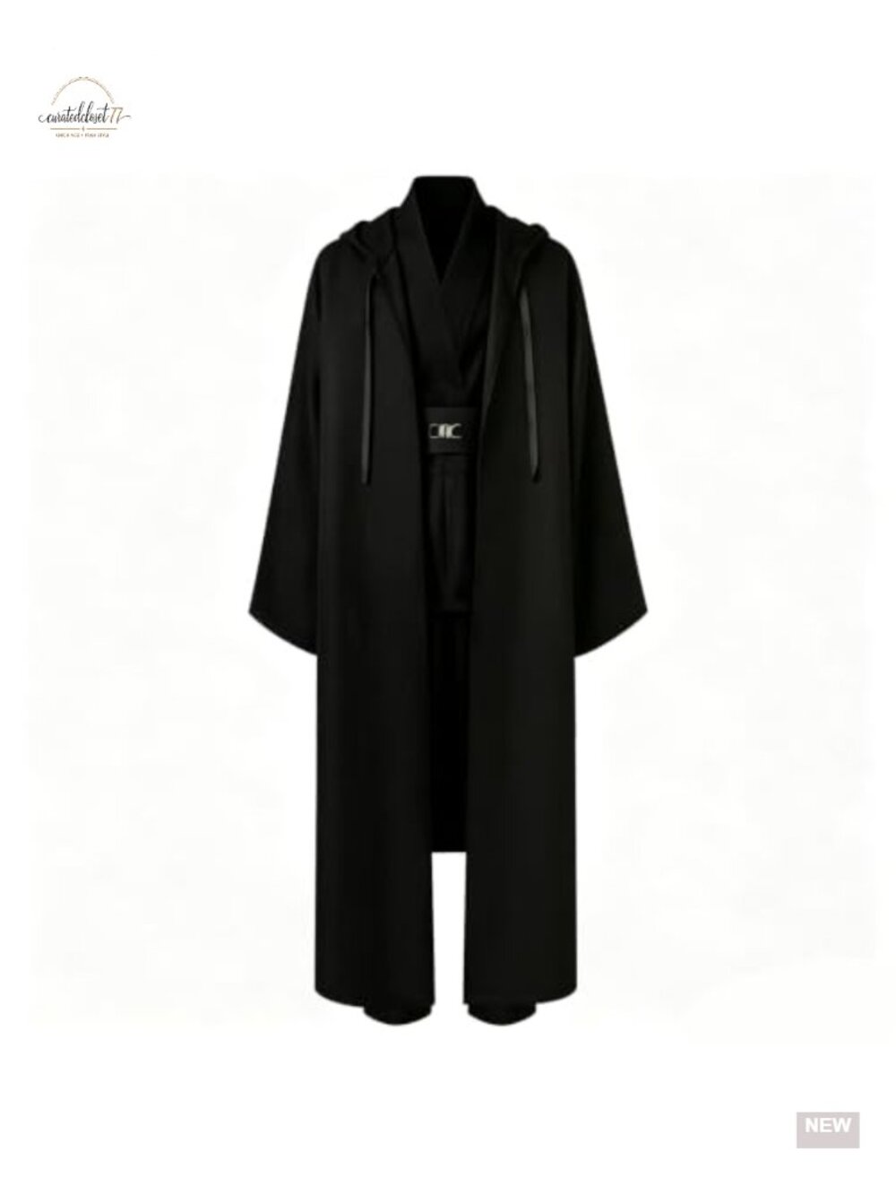 Men's Hooded Tunic Robe Costume Set with Faux Leather Belt Cosplay
